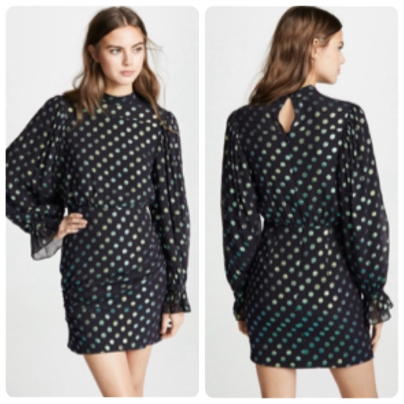 SALONI RINA SILK POLKA DOT MINI DRESS SIZE 8 US - Picture 9 of 16